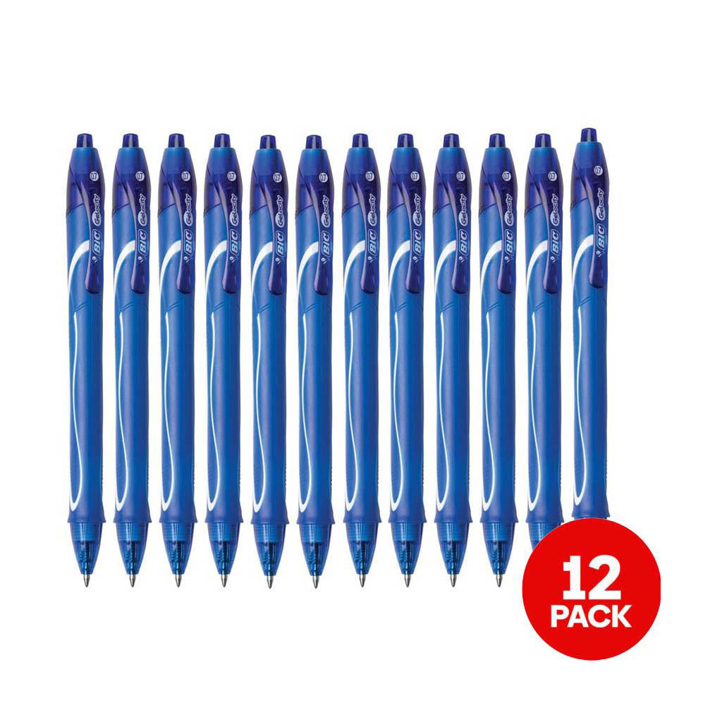 6 Pack x BIC Gelocity Stylo Retractable Ballpoint Pen - Blue 2pc