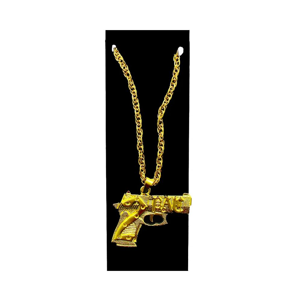 Gold 2PAC Gun Necklace