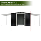 Wallaroo 10x8ft Zinc Steel Garden Shed with Open Storage - Black