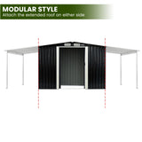 Wallaroo 10x8ft Zinc Steel Garden Shed with Open Storage - Black