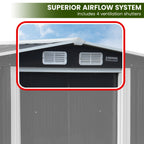 Wallaroo 10x8ft Zinc Steel Garden Shed with Open Storage - Black