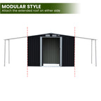 Wallaroo 4x8ft Zinc Steel Garden Shed with Open Storage - Black