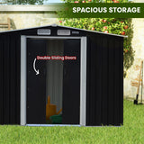 Wallaroo 4x8ft Zinc Steel Garden Shed with Open Storage - Black