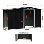 Wallaroo Garden Shed with Semi-Close Storage 4*8FT - Black