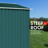 Garden Shed Spire Roof 6ft x 8ft Outdoor Storage Shelter - Green