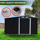 Wallaroo Garden Shed with Semi-Close Storage 6*8FT - Black