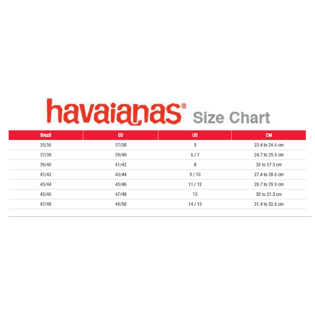 Size 2025 chart havaianas