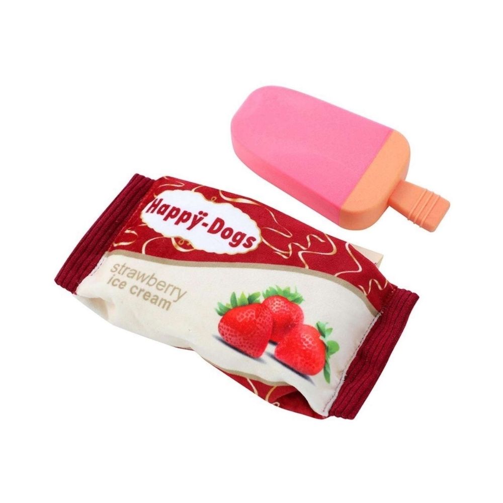 Paws & Claws Icecream Twin Chew Dog Toy TPR Oxford - Red 20x10x5cm - 2 Piece