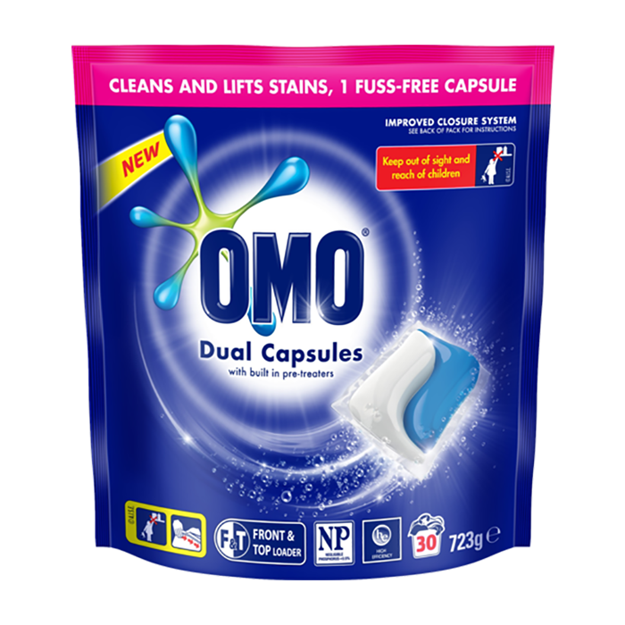 3 Pack x Omo Dual With Built In Pre-Treaters Laundry Liquid Capsules 723g (30pc)