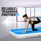 4m x 2m Air Track Gymnastics Mat Tumbling Exercise - Blue White