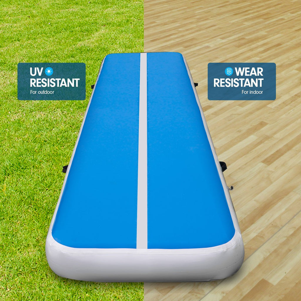4m x 2m Air Track Gymnastics Mat Tumbling Exercise - Blue White