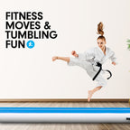 4m x 2m Air Track Gymnastics Mat Tumbling Exercise - Blue White