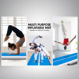 6m x 2m Air Track Gymnastics Mat Tumbling Exercise - Blue White