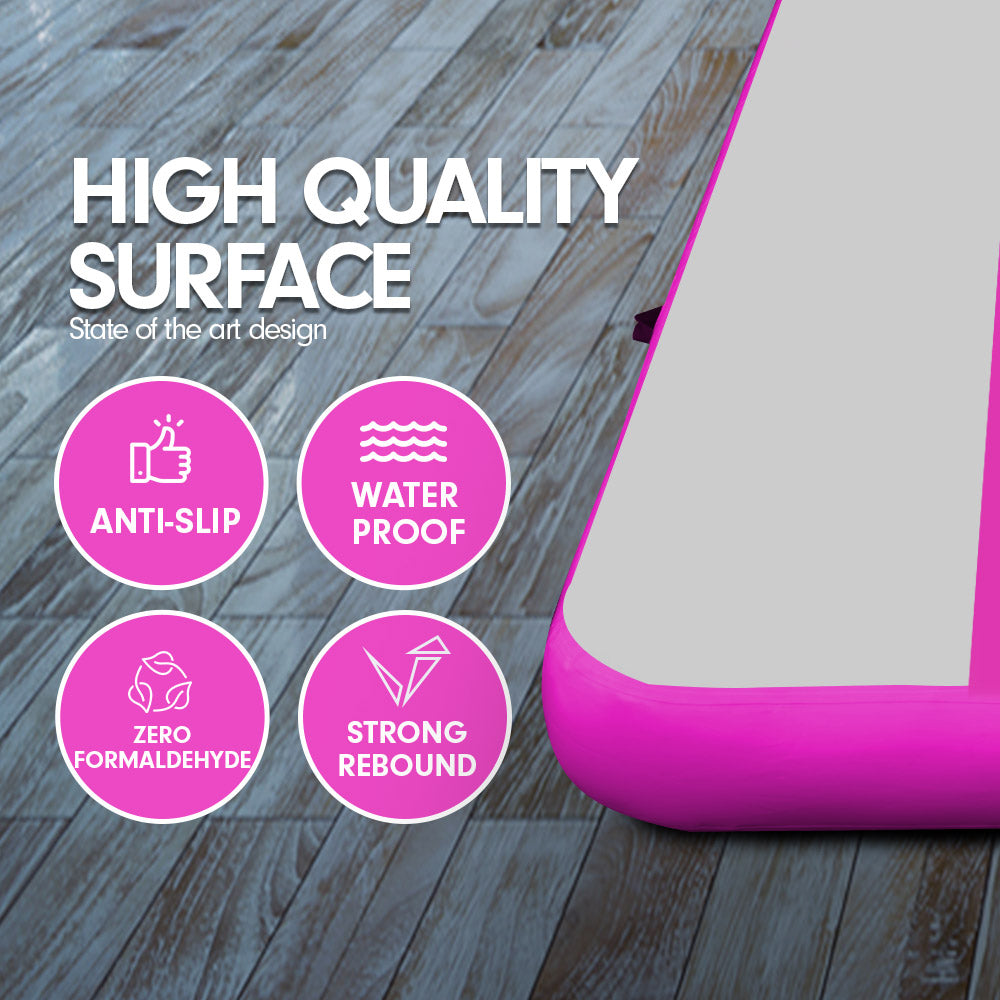 7m x 1m Air Track Inflatable Gymnastics Mat Tumbling - Grey Pink