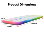 4m x 1m Airtrack Tumbling Mat Gymnastics Exercise Inflatable - Rainbow