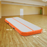 3m x 1m Air Track Inflatable Tumbling Mat Gymnastics - Orange Grey