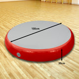 1m Air Track Spot Round Inflatable Gymnastics Tumbling Mat Pump Red