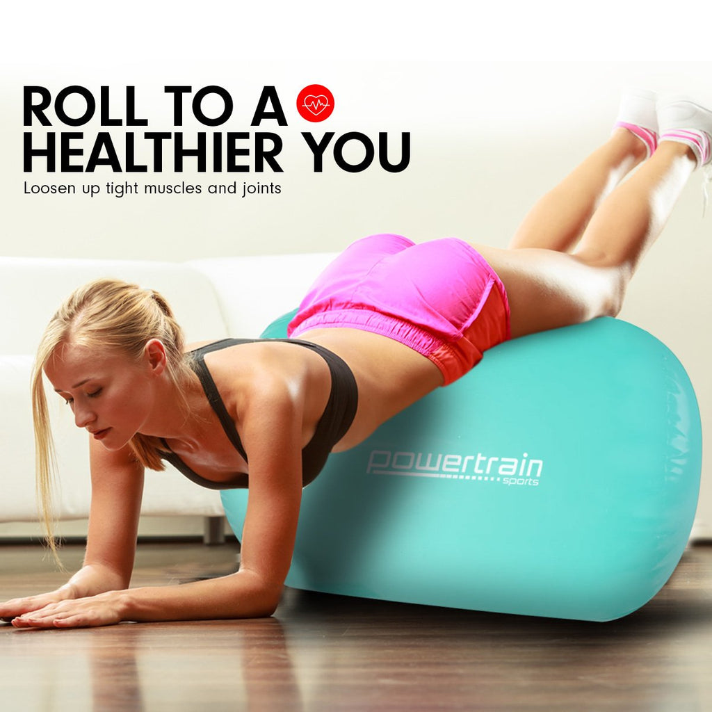 Inflatable Gymnastics Air Barrel Exercise Roller 120cm x 75cm - Green