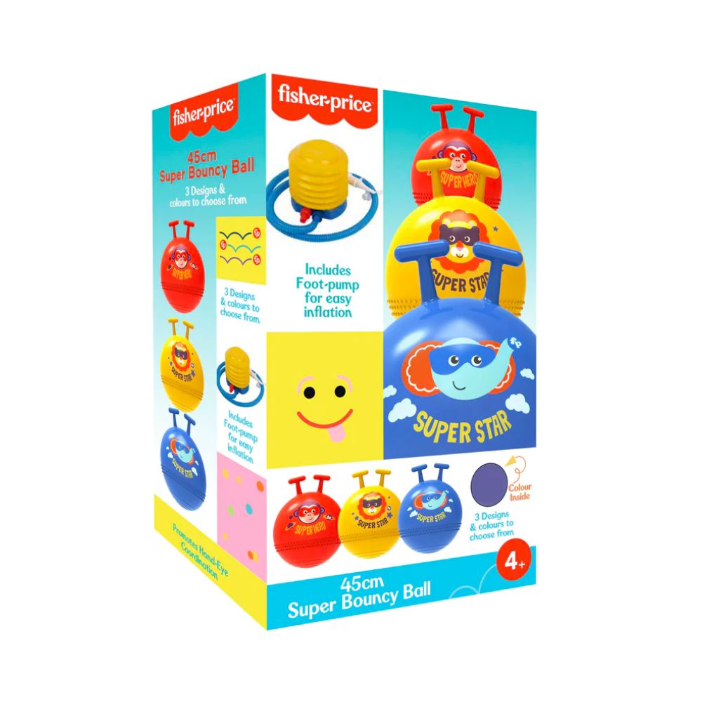 Fisher-Price 45cm Super Bouncy Ball With Pump - Assorted Colours