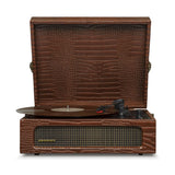 Crosley Voyager Bluetooth Portable Turntable + Entertainment Stand Bundle - Brown Croc