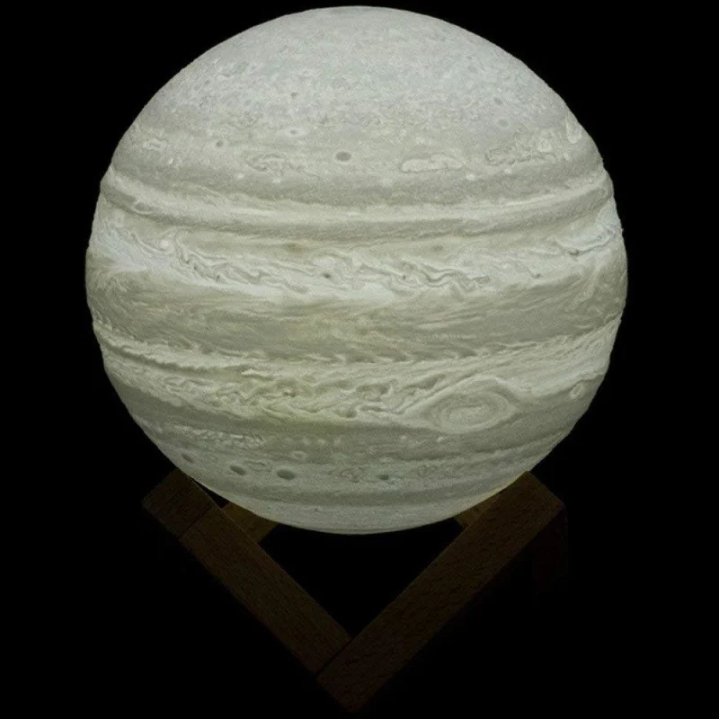3D Textured LED Lamp W/ Wooden Stand - Jupiter
