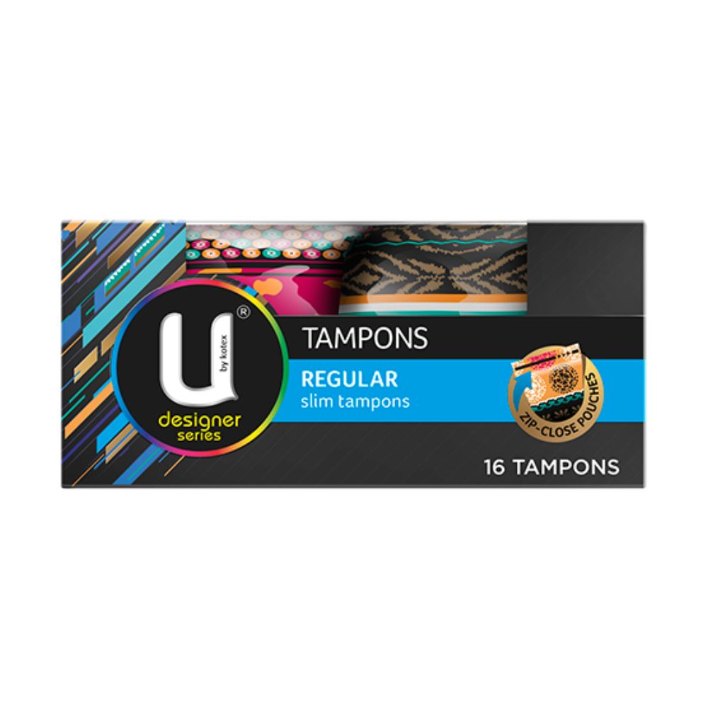 2 Pack x U by Kotex Designer Series Regular Slim Tampons 16pc