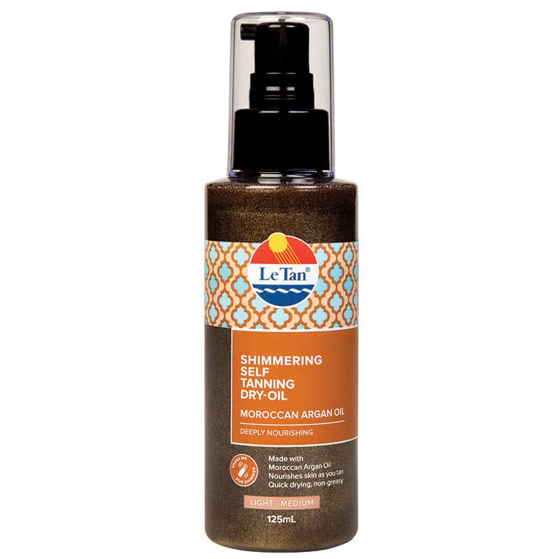 Le Tan Shimmering Self Tanning Dry Oil Moroccan Argan Oil Light/Medium 125ml