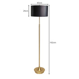 Sarantino Metal Floor Lamp in Brushed Brass Finish Black Linen Shade