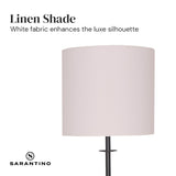 Sarantino Concrete & Metal Table Lamp with Off-White Linen Shade