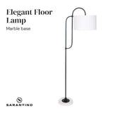 Sarantino Metal Floor Lamp with Marble Base & Off-White Shade