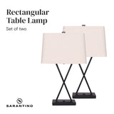 Sarantino Metal Table Lamp Rectangular Shade X Stand