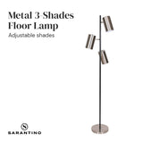 Sarantino 3-Shade Metal Floor Lamp Nickel & Matte Black Finish