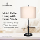 Sarantino Metal Table Lamp with Linen Drum Shade