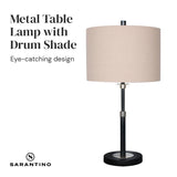Sarantino Metal Table Lamp with Linen Drum Shade