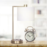 Sarantino Metal Task Lamp with USB Charging Port Antique Brass Finish