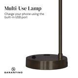 Sarantino Metal Task Lamp with USB Port - Bronze