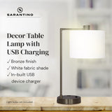 Sarantino Metal Task Lamp with USB Port - Bronze