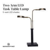 Sarantino LED Metal Table Lamp with 2 Lights Brushed Gold Black Finish