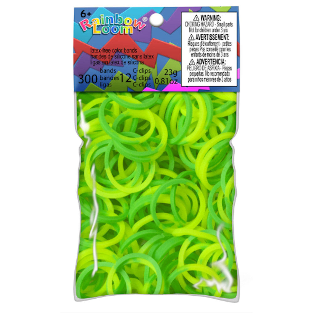 Rainbow Loom Bands - Yellow&Green / Blue Crystal Glitter