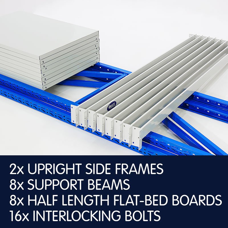 1 Bay Garage Storage Steel Rack Long Span Shelving 2.0m-wide 800kg