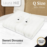 Laura Hill Heated Electric Blanket Queen Fitted Polyester - White