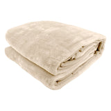 Laura Hill 600GSM Faux Mink Blanket Double-Sided Queen Size - Beige