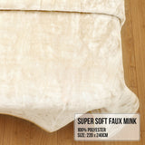 Laura Hill 600GSM Faux Mink Blanket Double-Sided Queen Size - Beige