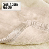 Laura Hill 600GSM Faux Mink Blanket Double-Sided Queen Size - Beige