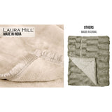 Laura Hill 600GSM Faux Mink Blanket Double-Sided Queen Size - Beige