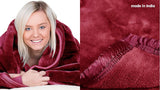 Laura Hill 600GSM Faux Mink Blanket Double-Sided Queen Size - Wine Red