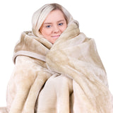 Laura Hill Faux Mink Blanket 800GSM Heavy Double-Sided - Beige