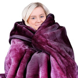 Laura Hill 600GSM Large Double-Sided Faux Mink Blanket - Purple