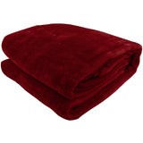 Laura Hill 600GSM Faux Mink Blanket Double-Sided Queen Size - Wine Red