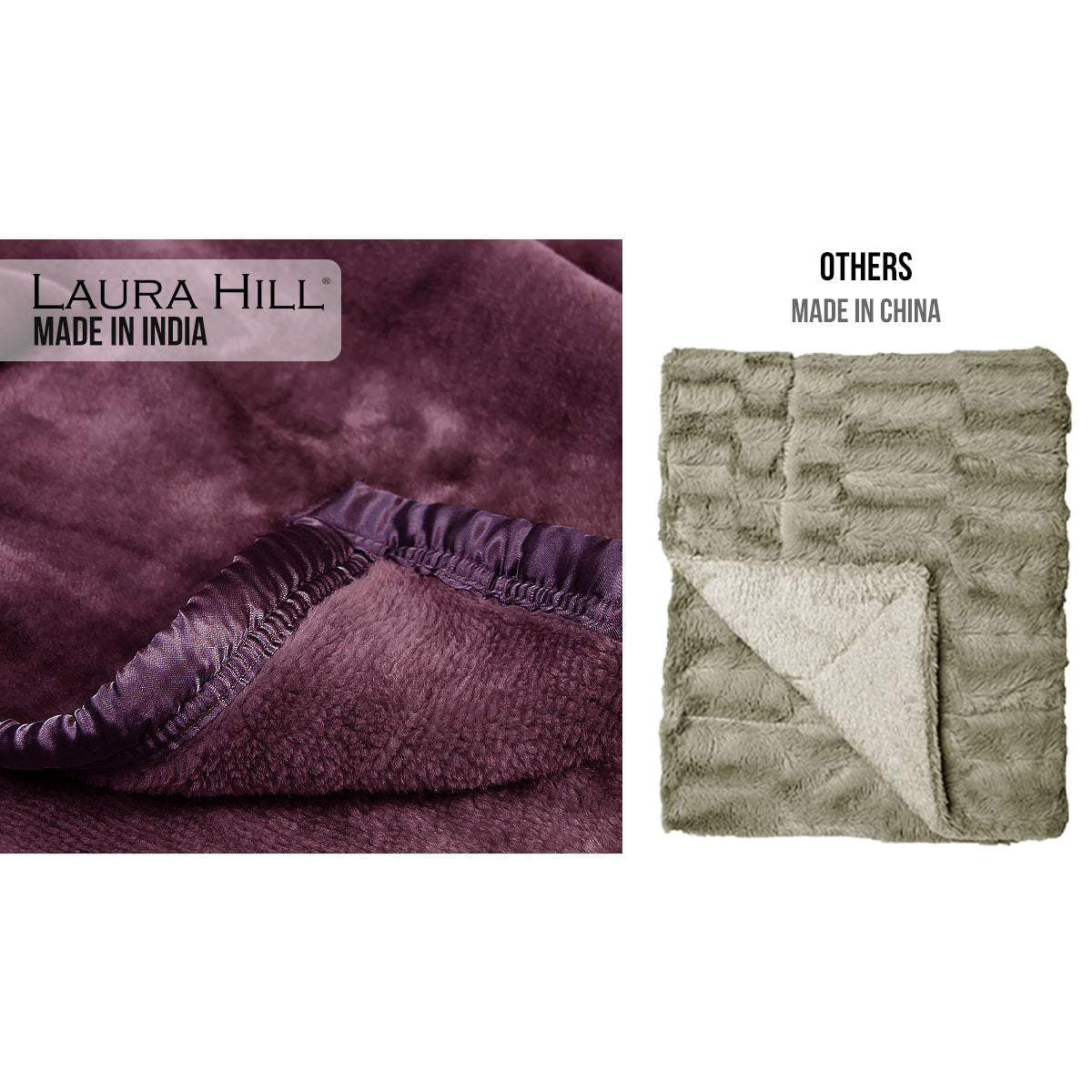 Laura Hill Faux Mink Blanket 800GSM Heavy Double-Sided - Purple